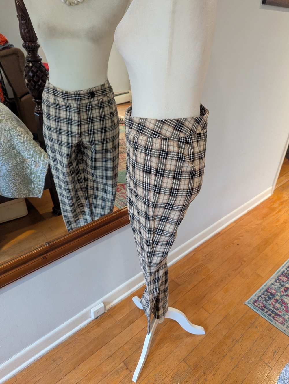 Bailey 44 Beige and Black Plaid Trousers - Picture 5 of 9